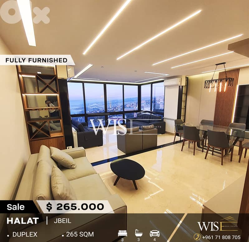 265 SQM fully furnished duplex for SALE in Halat-Jbeil! 0