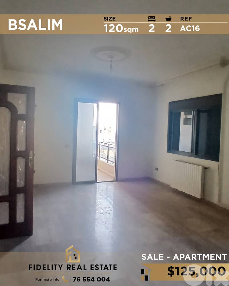 Apartment for sale in Bsalim AC16 شقة للبيع بصاليم 0