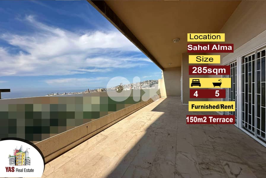 Sahel Alma 285m2 | 150m2 Terrace | Rent | Furnished | View | RA/IV /MJ 0