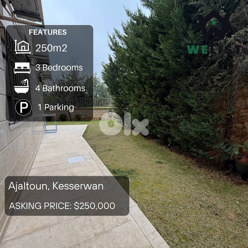 250sqm Apartment for sale in Ajaltoun  Reference: NW25JSAJ250 0