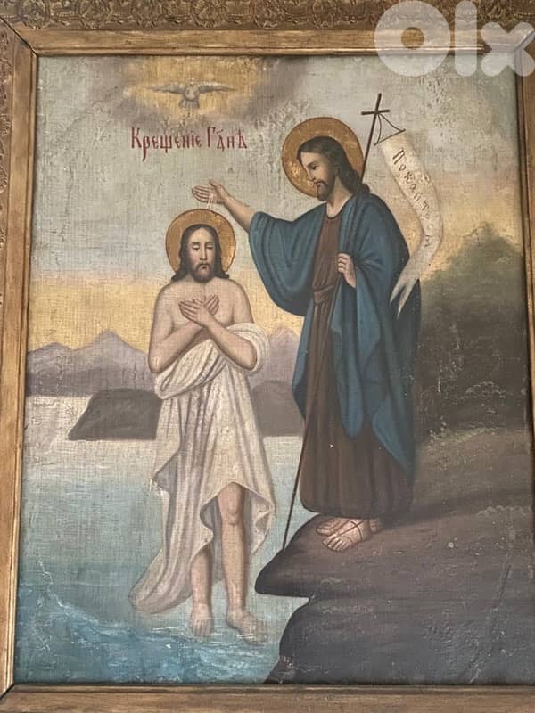 antique Greeck 19th century baptism icon 2