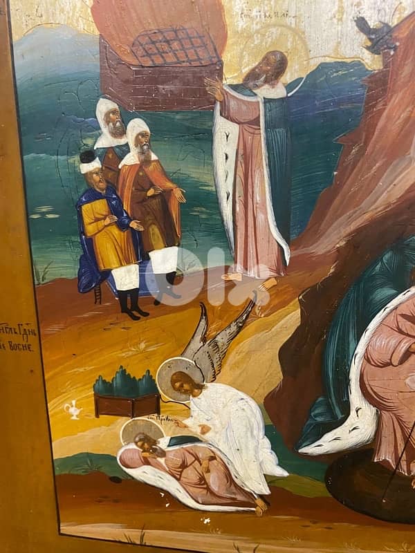 antique rare big Russian icon of the life of St Elijah 19th century 6