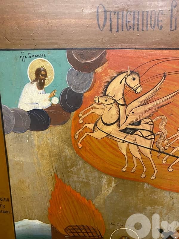 antique rare big Russian icon of the life of St Elijah 19th century 7