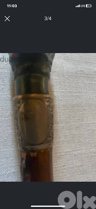 antique 19th century solid bronze and silver men cane 2