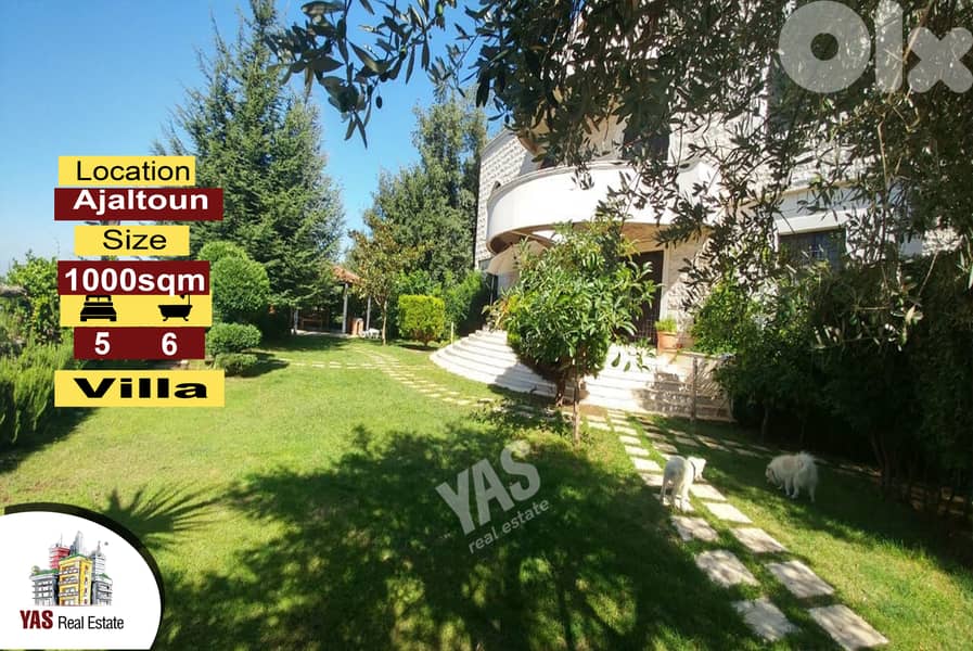 Ajaltoun 1000m2 Villa | 1000m2 Garden | Super Luxurious | View | 0