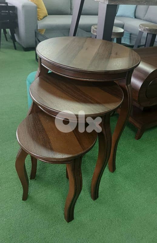 set wood table. طاقم طاولات فراكي 0