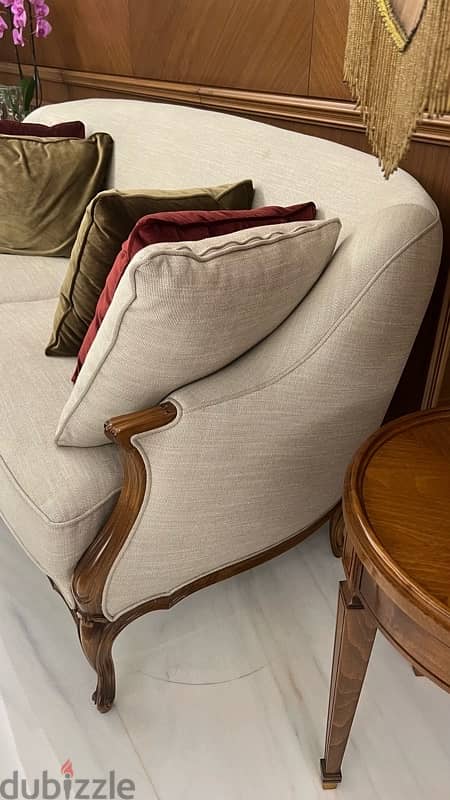 Zan Wood Beige Couch 5
