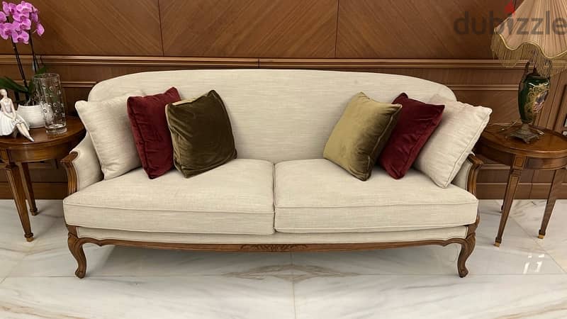 Zan Wood Beige Couch 6