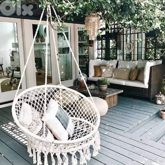 Swing Hammock Chair, Outdoor Hanging Seat, 440lbs Cotton Fabric 2