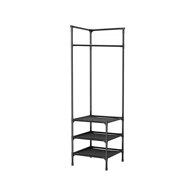 Corner Clothes Rack, Metal Hanger with 3 Shoe Storage Shelves 4