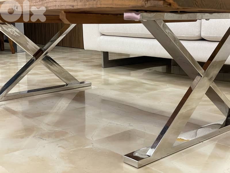 Vanlian  Wooden center table with Chrome legs 4