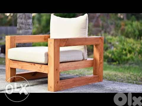 Outdoor sofa thick wood صوفا مفرد خارجي 0