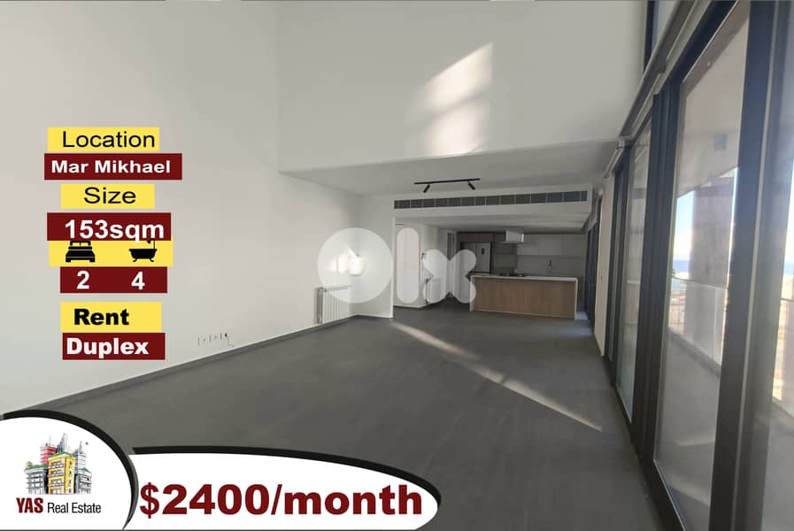 Mar Mikhael 153m2 | Duplex | Rent | Well Lighted |Prime Location|AA/MJ 0