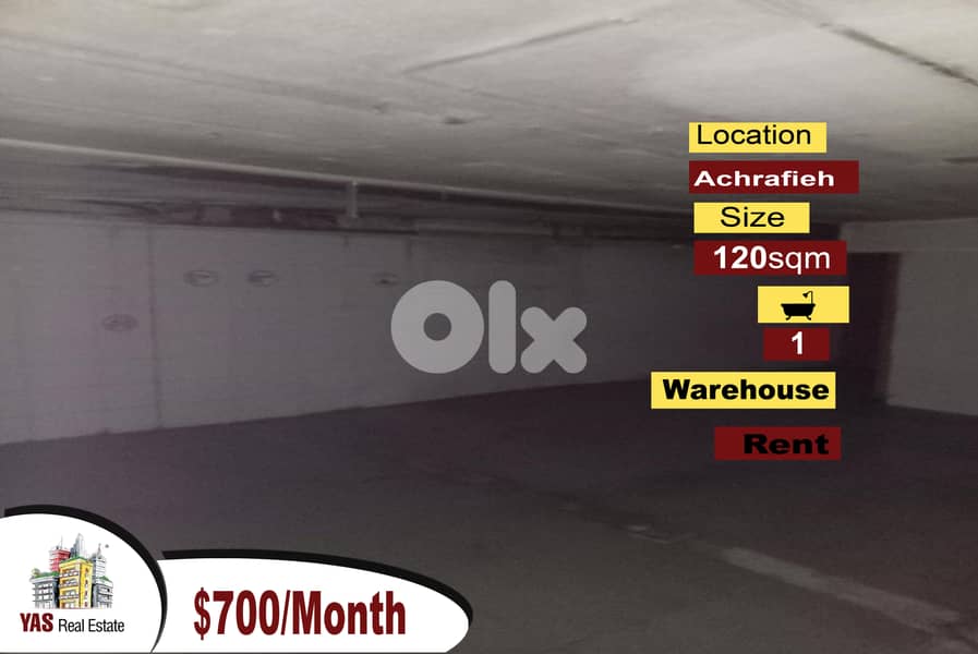 Achrafieh 120m2 | Warehouse | Rent | Prime Location | MO | 0