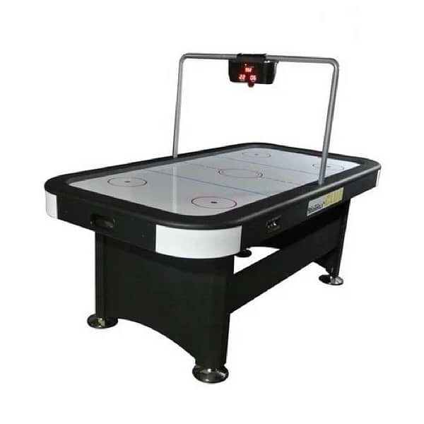Set featuring billiard, baby foot , air hockey, and ping pong. 5