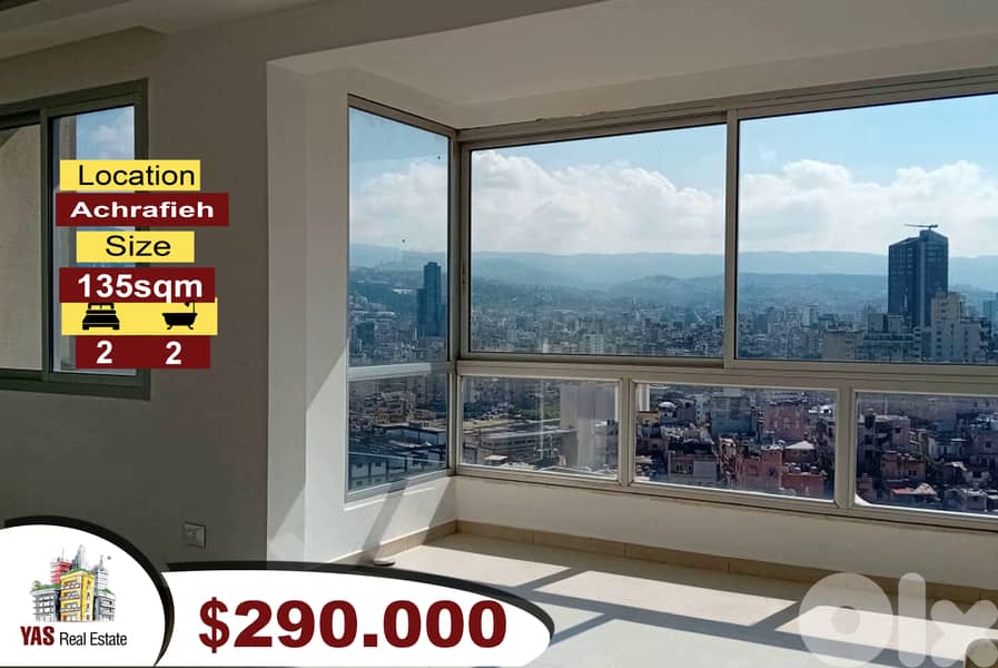 Achrafieh 135m2 | Brand New | City View | Accessible | PA | 0