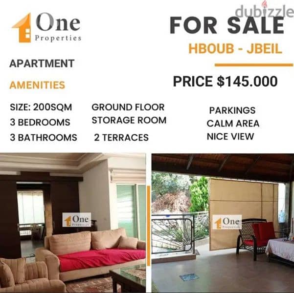 APARTMENT FOR SALE IN HBOUB-JBEIL 0