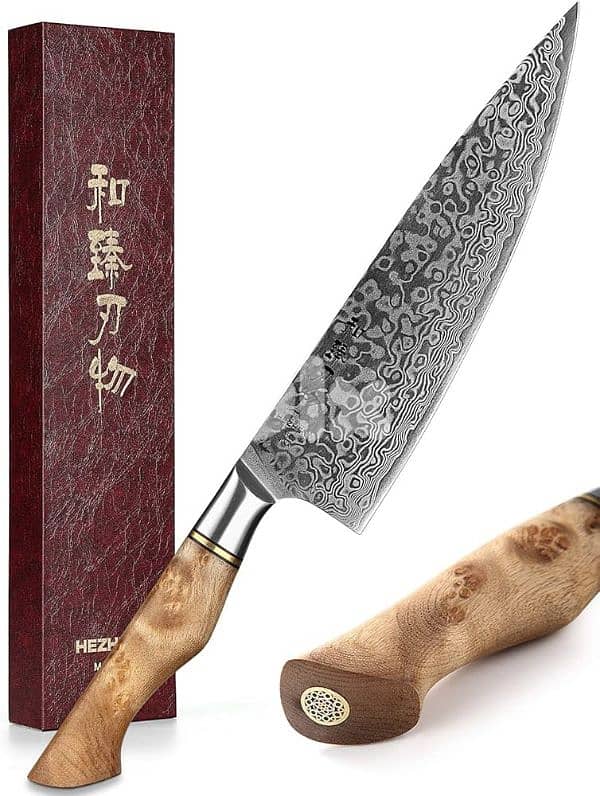 Professional Damascus japanese chef knife / knife sharpener whetstone 0