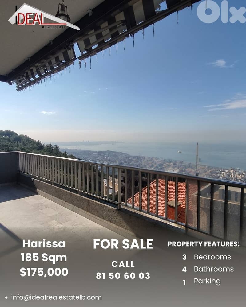 Apartment For sale in Harissa Keserouan شقة للبيع في حاريصا كسروان 0
