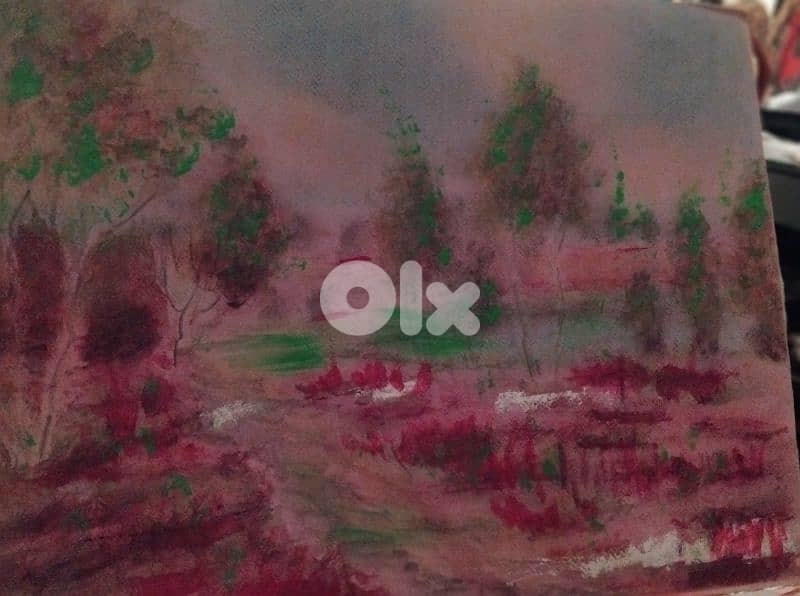 رسم زيتي  على الكرتون 0