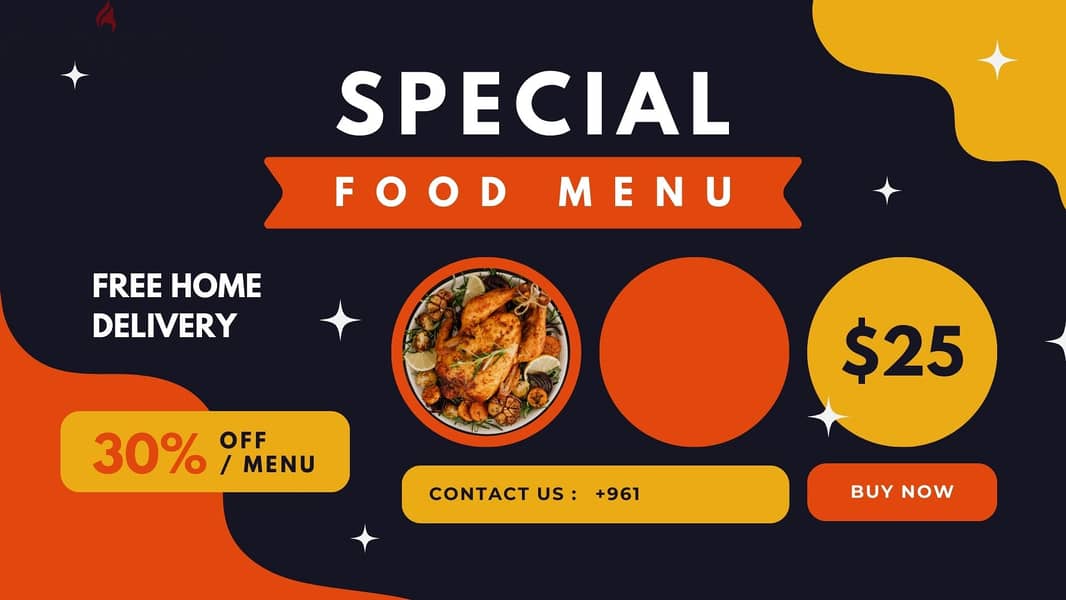 restaurent ads only for 10$ the design 1