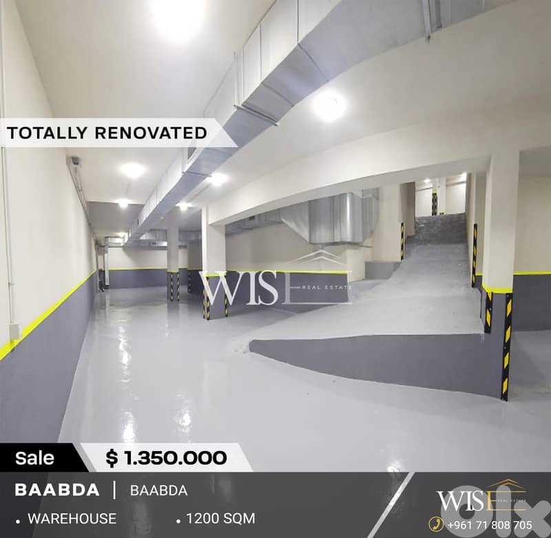 1,200 SQM warehouse for SALE in Baabda-main road ! 0