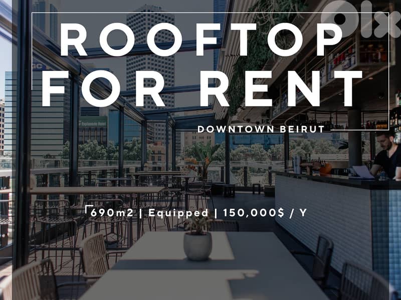 JH25-3897 Rooftop 700m2 for rent in Downtown Beirut, $ 12,500 cash 0