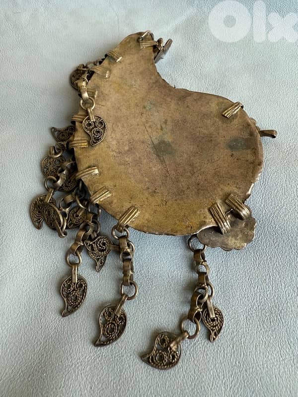 Antique Ottoman ethnic jewelry silver large pendant 2