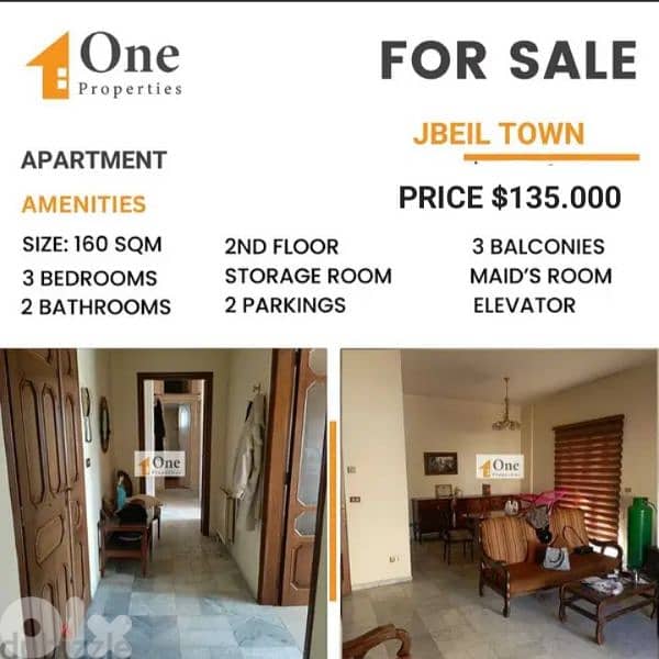 APARTMENT FOR SALE IN JBEIL TOWN 0