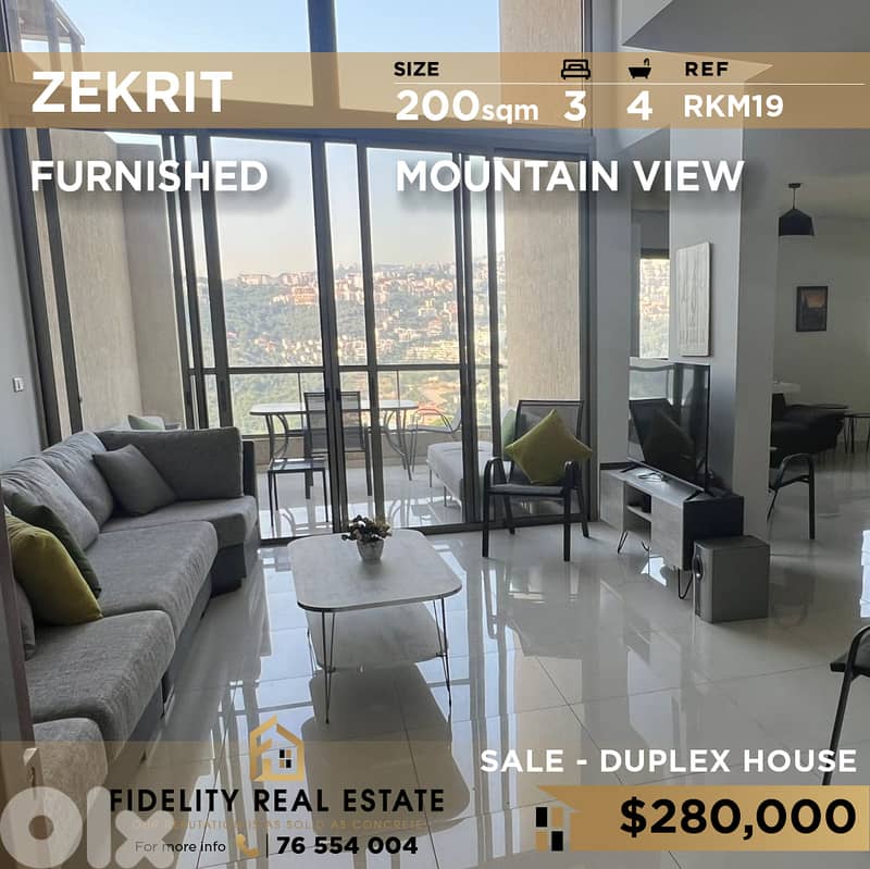 Duplex for sale in Zekrit RKM19  دوبلكس للبيع في زكريت 0