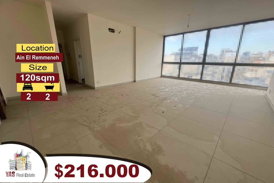 Ain El Remmeneh 120m2 | High Floor | Brand New | Prime Location |CL/AC 0