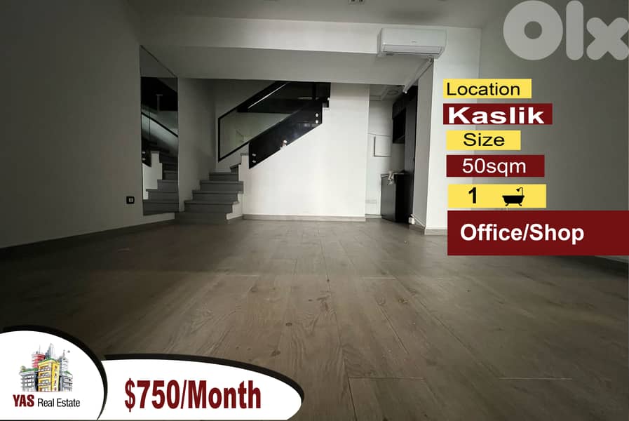 Kaslik 50m2 | Office/Shop | Well Maintained | Rent | EHIV | 0