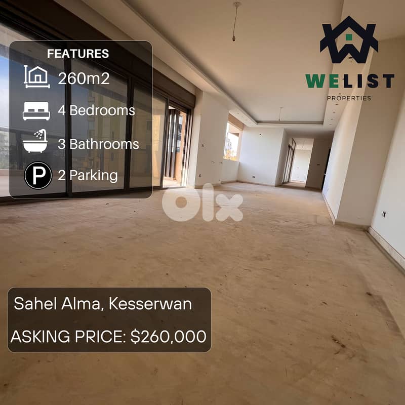 260sqm Apartment for sale in Sahel Alma-Jounieh  REF: MA25FSSA260260 0