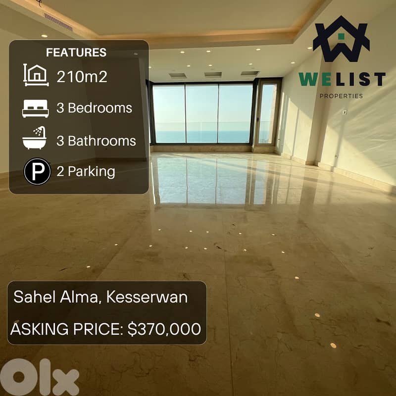 210sqm Apartment for sale in Sahel Alma - Jounieh  REF: MA25JSSA210370 0