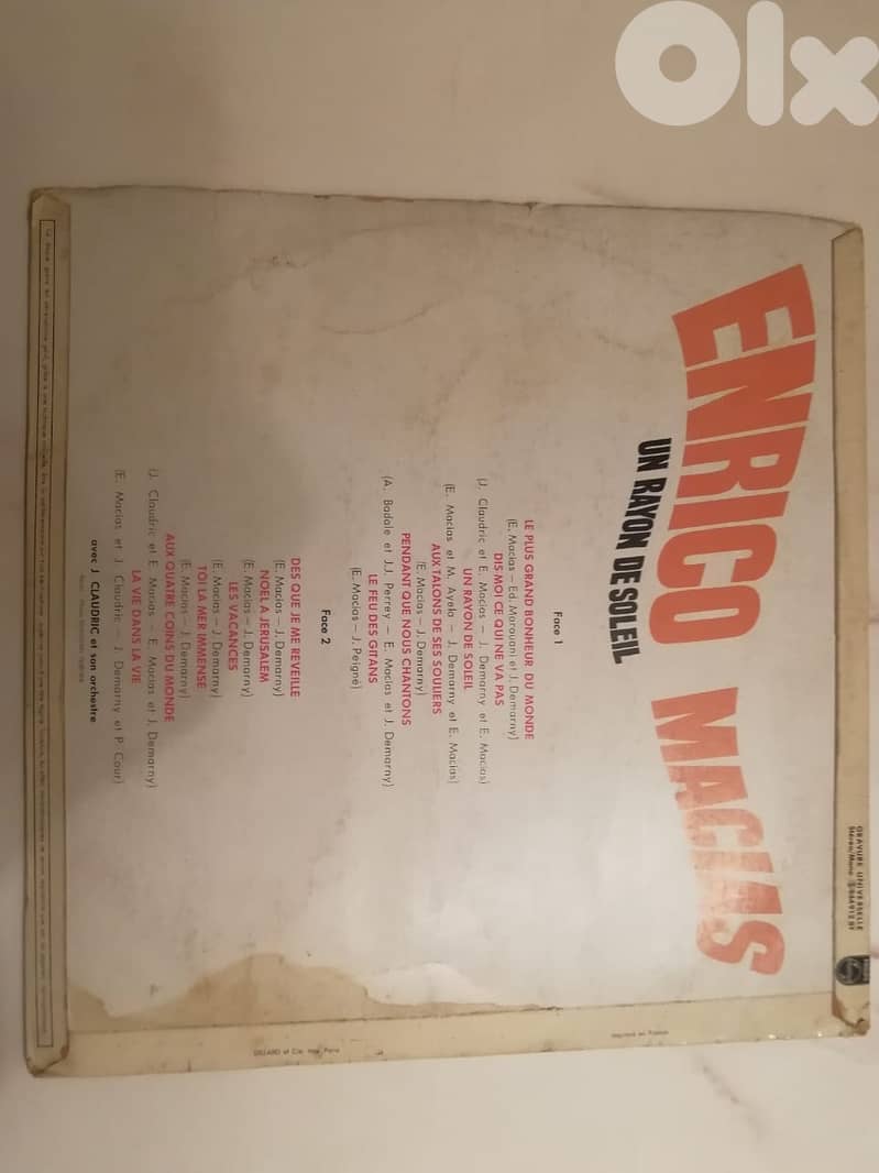 Enrico Macias – Un Rayon De Soleil vinyl album 33t 2