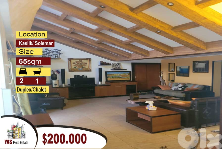 Kaslik / Solemar 65m2 | Chalet/Duplex | Decorated | Pool | AC | 0