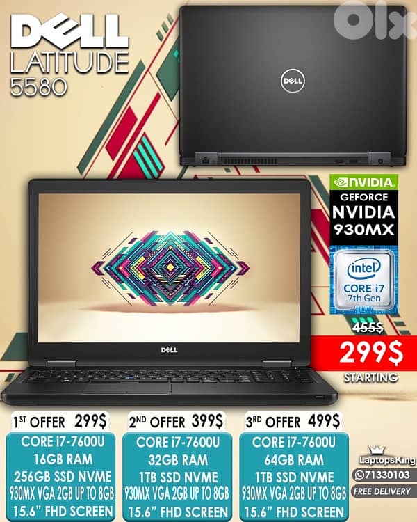 Dell latitude 5580 Core i7 930MX VGA 2GB TO 8GB 15.6” FHD LAPTOP 0