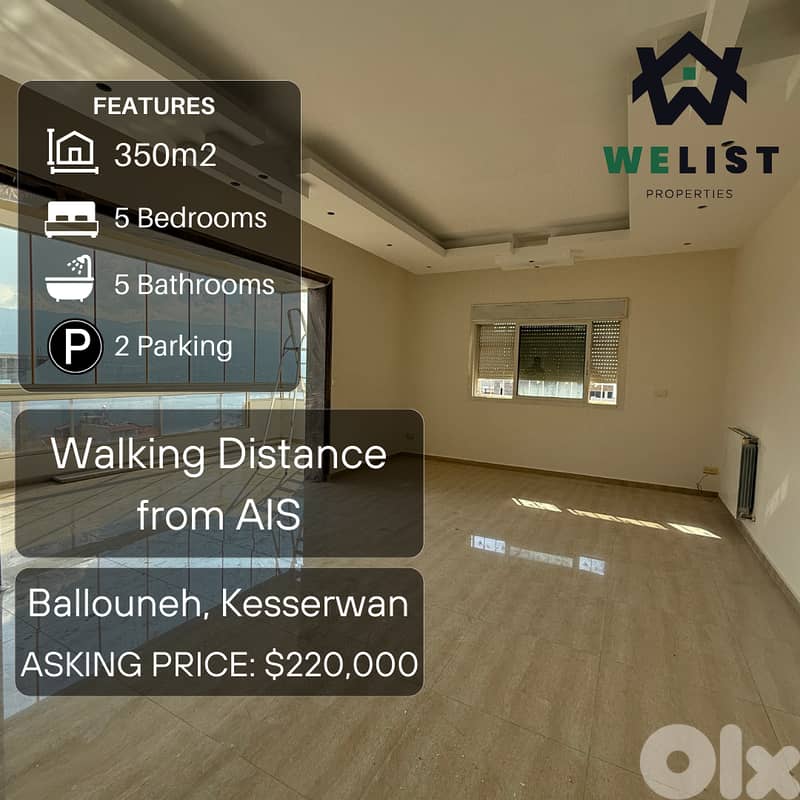 350sqm Duplex Apartment for sale in Ballouneh 0