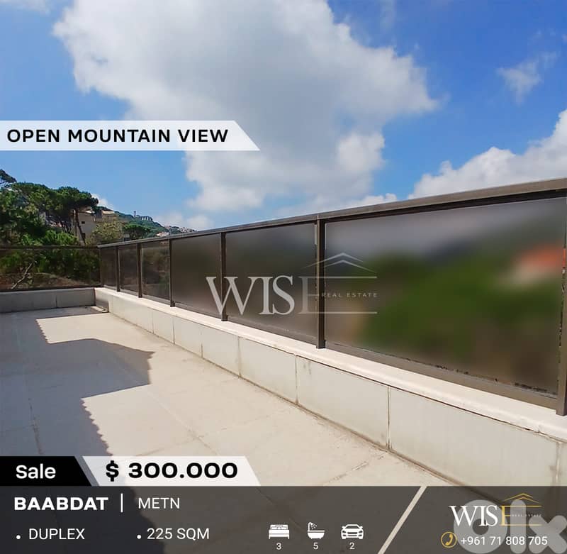 Stunning 225 SQM Duplex for SALE in Baabdat! 0