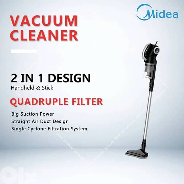 Midea 2 in 1 Handheld Stick Vacuum Cleaner, 450W, Black, 20S 1