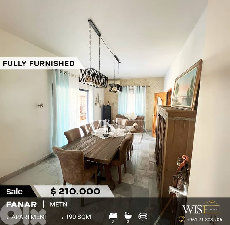 190 SQM fully furnished Apartment with terrace for SALE in Fanar! 0