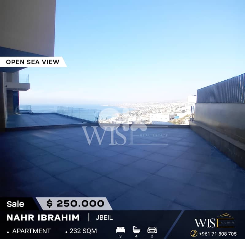 232 SQM Apartment with terrace for SALE in Nahr Ibrahim! 0