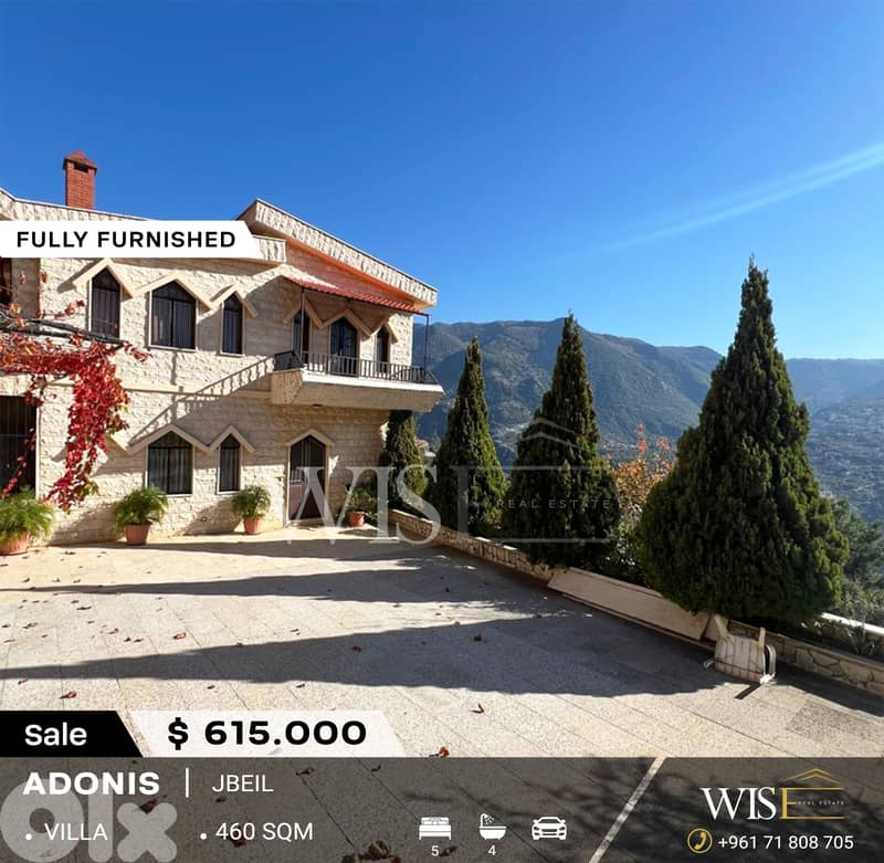 460 SQM fully furnished Villa for SALE in Adonis - jbeil! 0