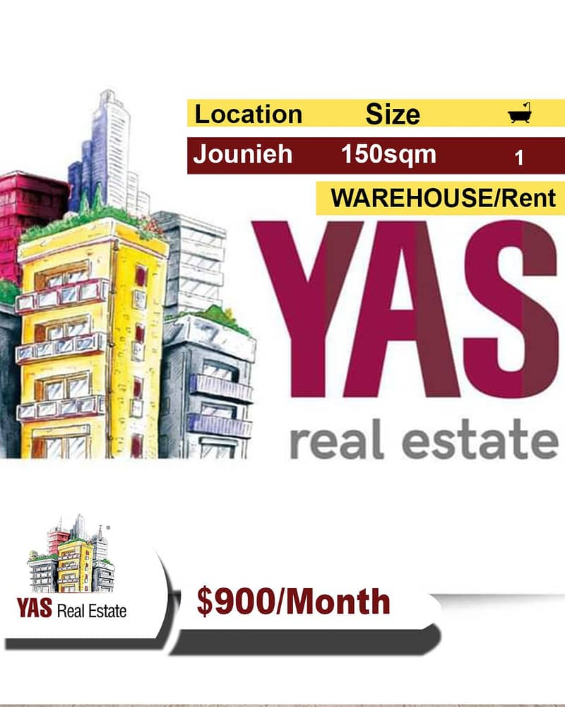 Jounieh 150m2 | Warehouse | Rent | Perfect Investment | EH/EL | 0