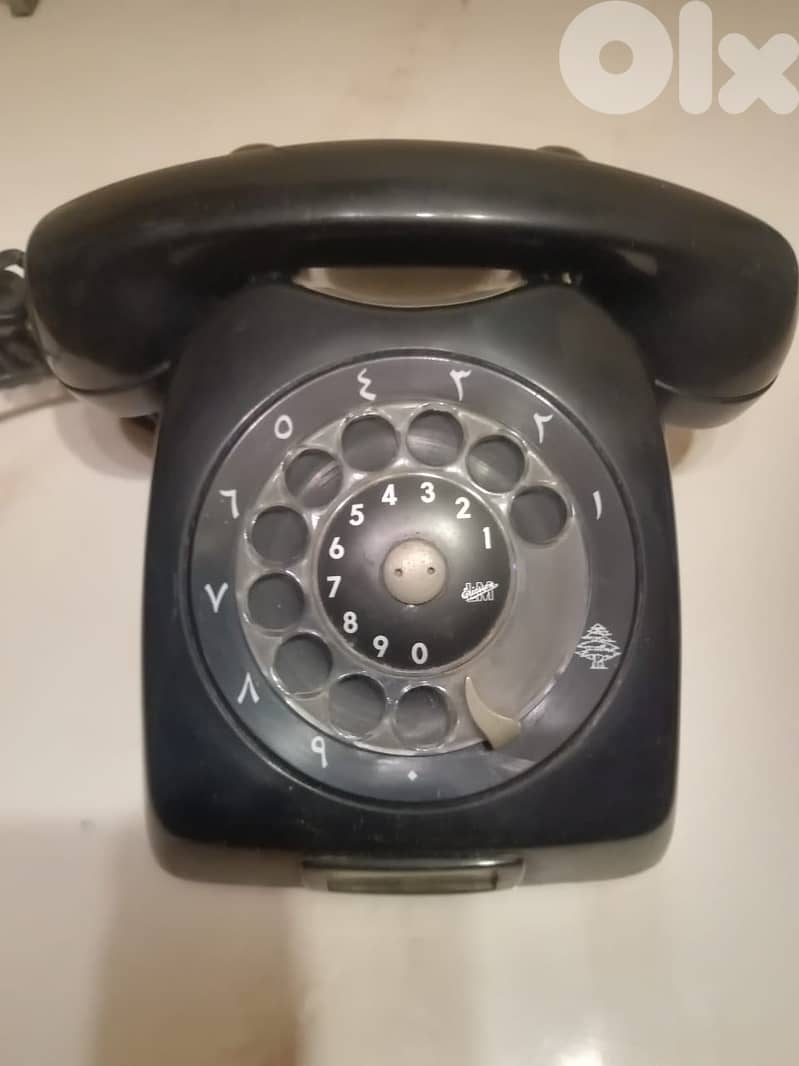 Vintage Ericsson rotary phone customized for lebanon with a cedar stam 0