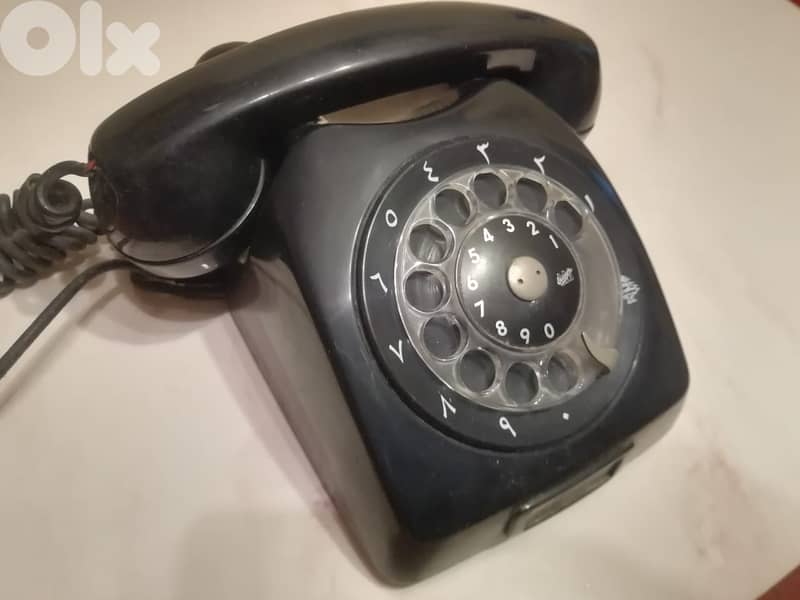 Vintage Ericsson rotary phone customized for lebanon with a cedar stam 1