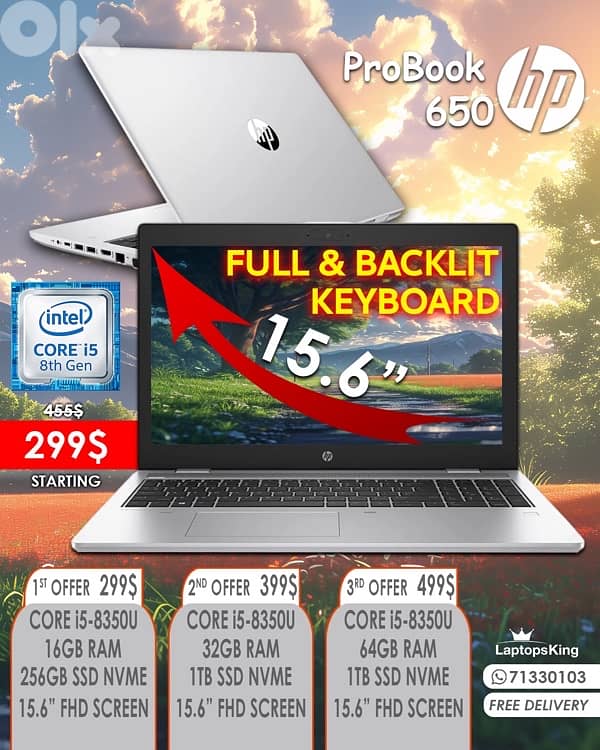 Hp PROBOOK 650 CORE i5 15.6”LAPTOP OFFER 0