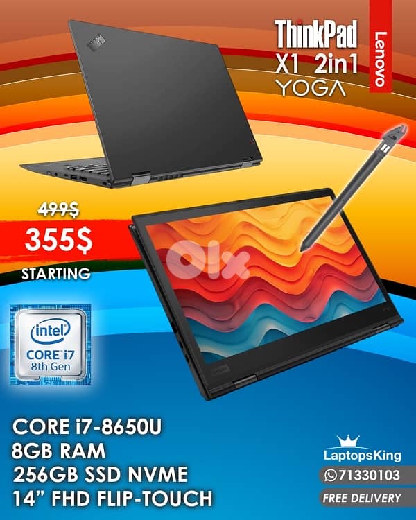 Lenovo THINKPAD X1 YOGA 2in1 CORE i7 14” FLIP-TOUCH LAPTOP 0