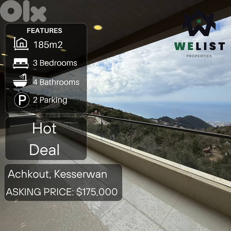 185sqm apartment for sale in Achkout  REF: NW24DSA185175 0