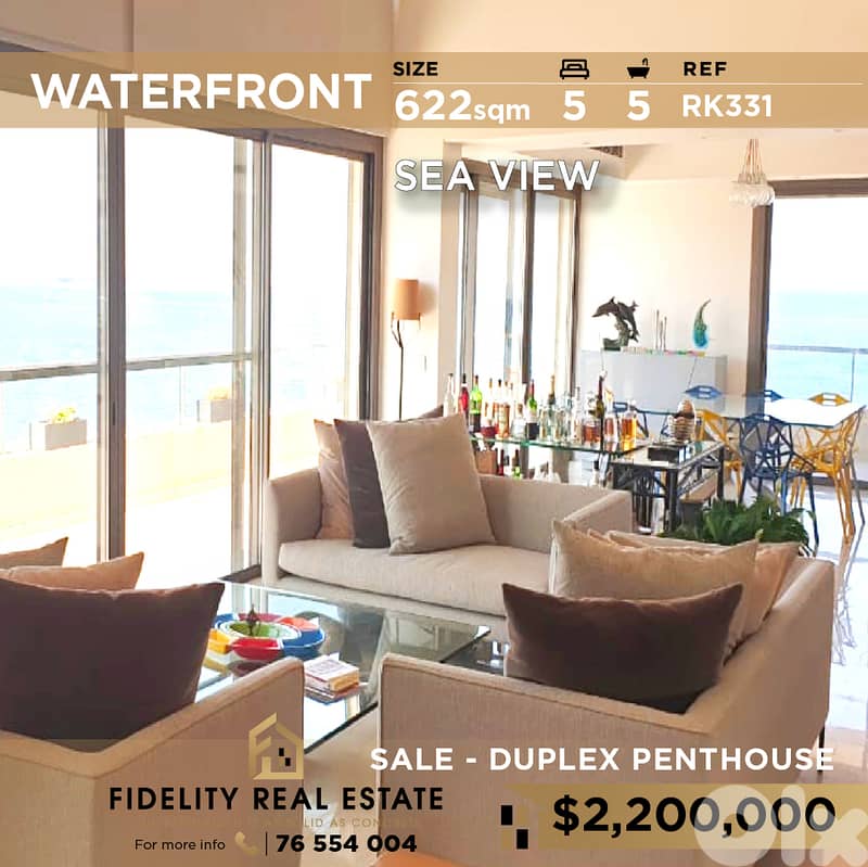 Waterfront penthouse for sale in Dbayeh - Furnished RK331 0